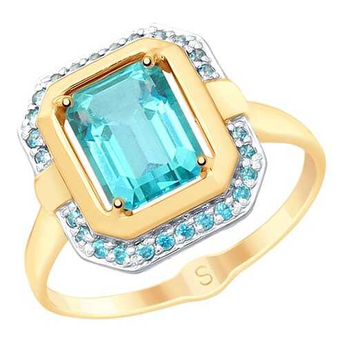 Кольцо женское SOKOLOV из золота с топазами Swarovski и фианитами 715352 р.17 в 5 Карманов