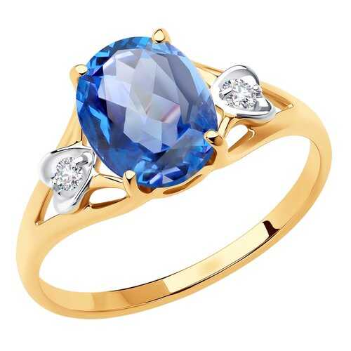 Кольцо женское SOKOLOV из золота с топазом и фианитами Swarovski 715924 р.17 в 5 Карманов