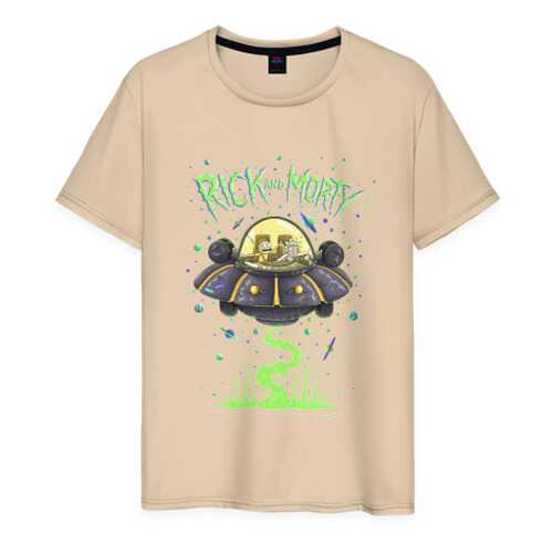 Футболка мужская ВсеМайки Rick and Morty on a spaceship бежевая 4XL в 5 Карманов